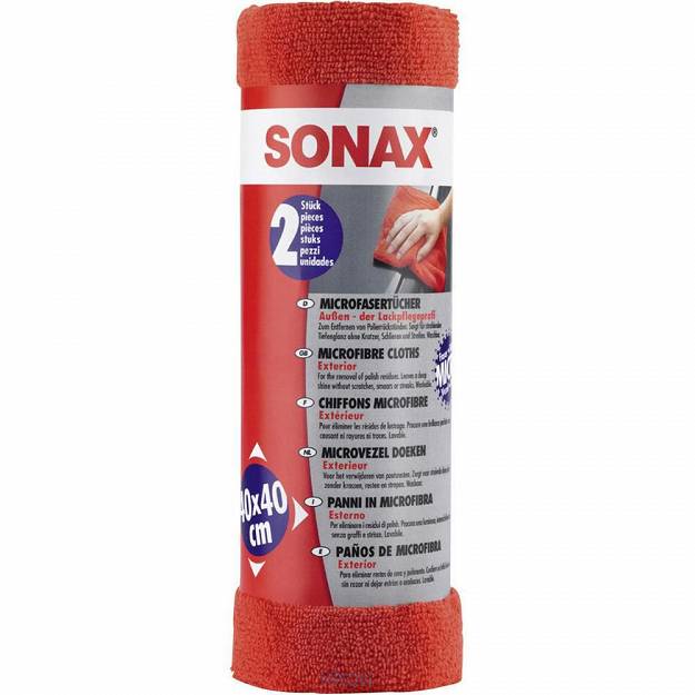SONAX 416241 ściereczka z mikrofibry, czerwona 2 sztuki